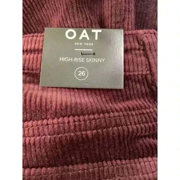 OAT NY Women's High Rise Corduroy Skinny Jeans Burgundy Stretch Streetwear NWT - Picture 9 of 10